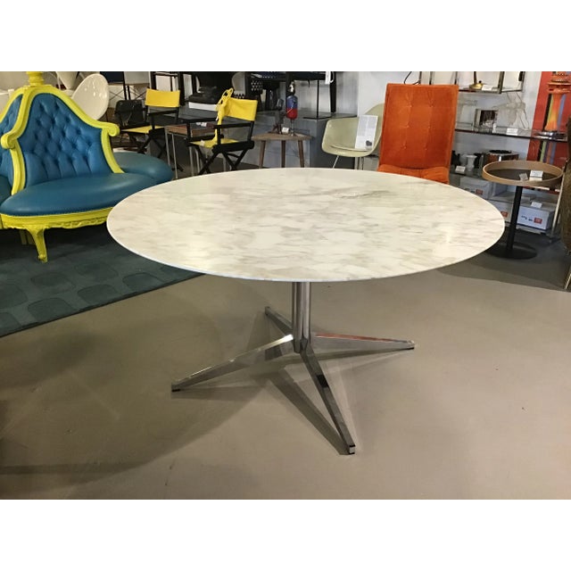 Mid 20th Century Calacatta Marble Top Dining Table Attributed to Florence Knoll For Sale - Image 13 of 13