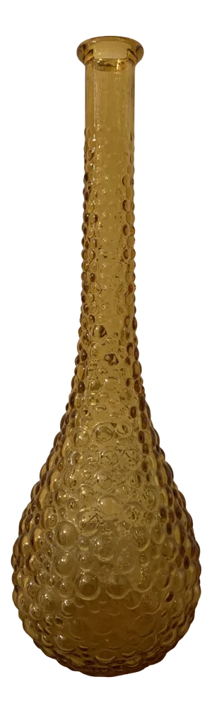 Mid-Century Modern Amber Bubble Glass Tall Vase