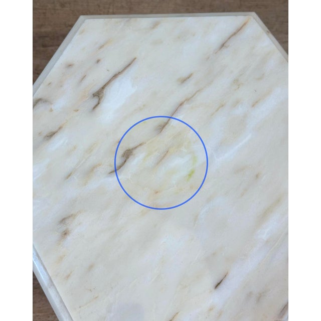 Mid 20th Century Vintage Neoclassical Marble Top Column Hexagon Side Table For Sale - Image 5 of 6