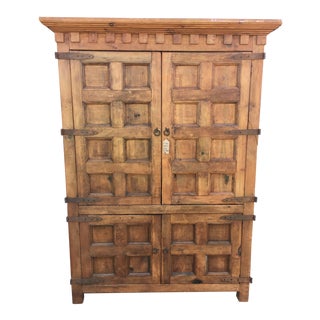 Vintage Spanish Rustic Boho Armoire For Sale