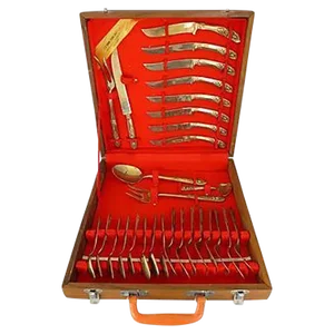 Midcentury Asian Flatware Set with Box