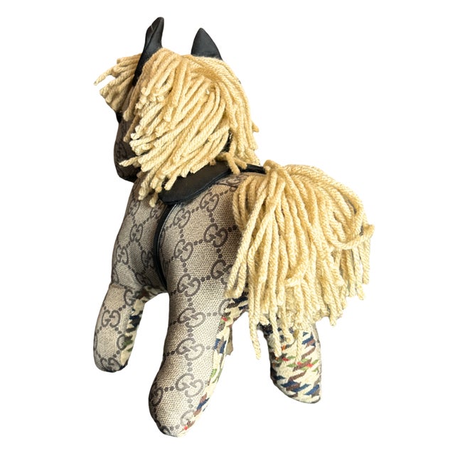 Italian Gucci Gg Logo Vintage Silk Scarf Noble Pony For Sale - Image 3 of 3