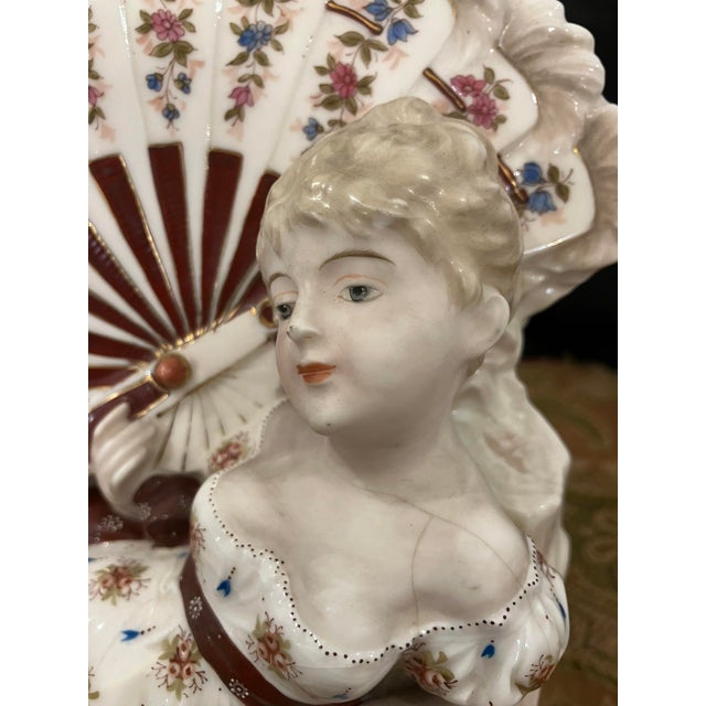 Exquisite Antique KPM Berlin Porcelain Figurine Lady With Fan & Cherub R. Moller For Sale - Image 11 of 17