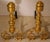 Philadelphia Empire brass andirons, circa 1830s of important size. This pair of period andirons is of seamed brass...