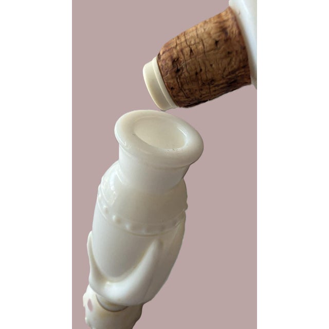 Vintage Avon Elegant Hand Perfume Decanter Bottle Milk Glass For Sale - Image 4 of 9