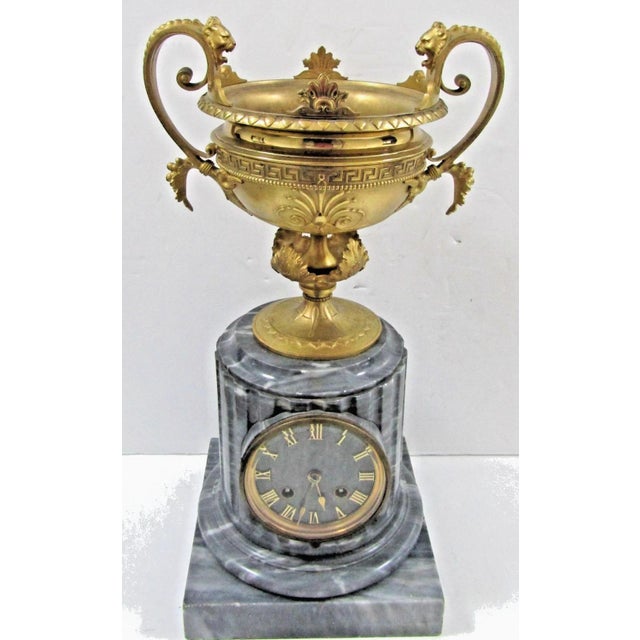 Mid 19th Century French Empire Gilt Bronze Brûle-Parfum Onyx Columnar Mantle Clock, Early 19th C. For Sale - Image 5 of 16