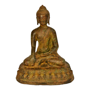 Large Antique Bronze Buddha Shakyamuni on Double Lotus