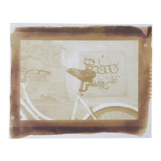 Vintage Mixed Media Bicycle & Grafitti Photograph For Sale