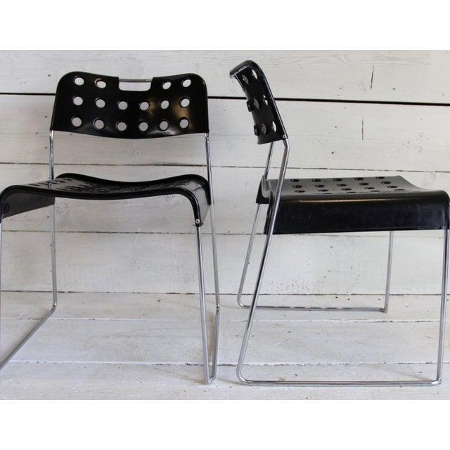 Omstak Black Chairs by Rodney Kinsman for Bieffeplast, 1970s, Set of 3 For Sale - Image 6 of 7