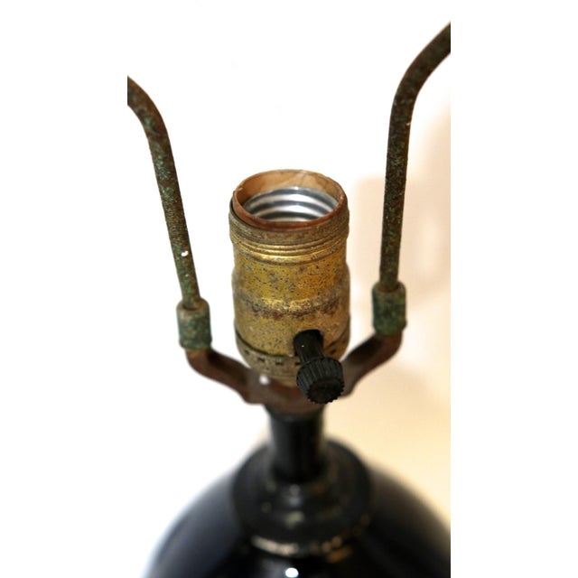 1960s Midnight Blue Double Gourd Vintage Ceramic Lamp For Sale In Los Angeles - Image 6 of 13