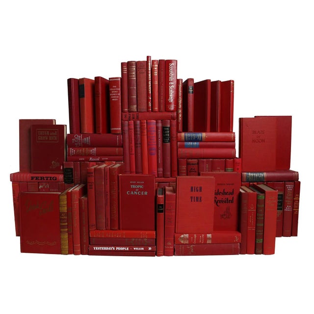 Transitional Decorative Books - Vintage Orchard Book Wall - Set of 100 Red Books For Sale - Image 3 of 3