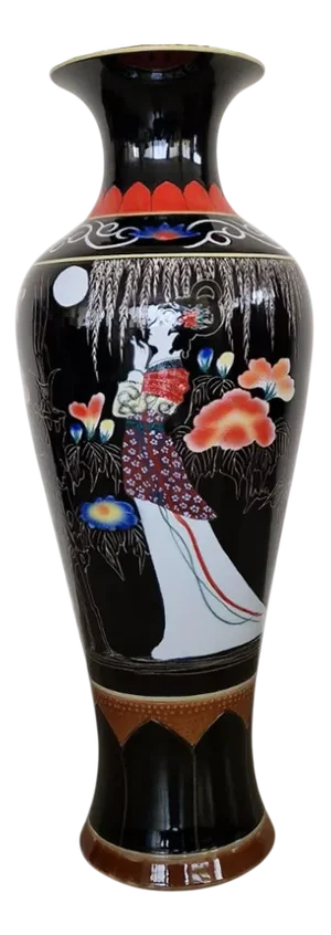 Large Chinese Porcelain Vase with Poppies