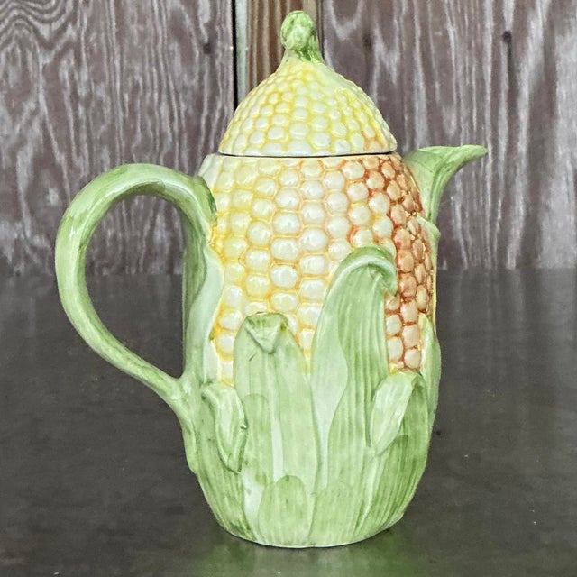 Mid 20th Century Vintage Italian Corn Cob Teapot For Sale - Image 5 of 7