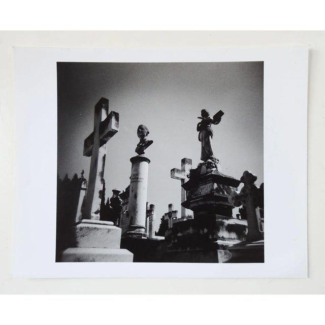 Vintage circa 1990's photograph on paper by Eric C. Weller (20th century) Texas. Interesting perspective of old graveyard...