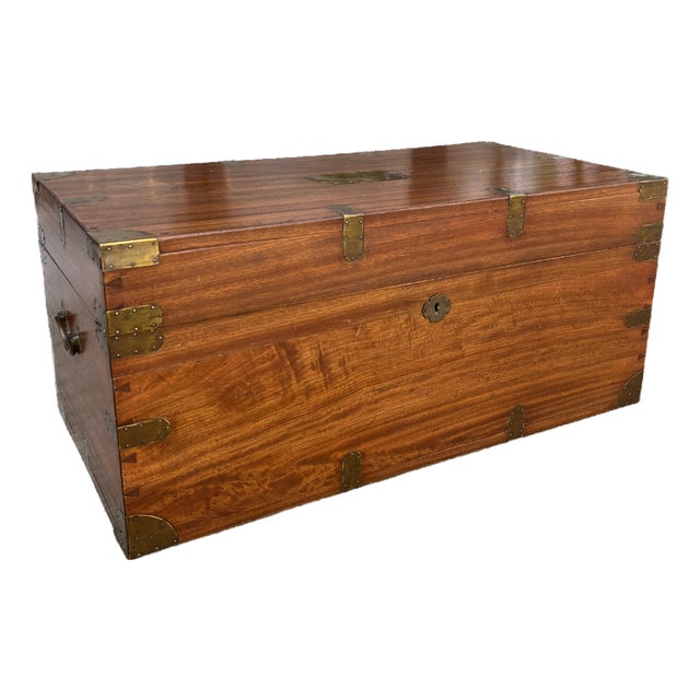 Early 1900s English Camphor Wood Campaign Trunk For Sale