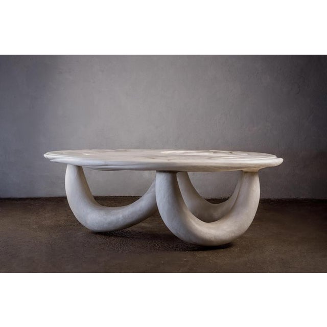Aqua Fossil Center Table II in Alabaster by Amarist Studio For Sale - Image 12 of 16