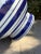 Large Contemporary Blue and White Striped Porcelain Vase For Sale - Image 4 of 8