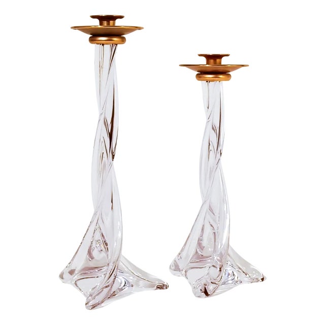 French Crystal Candlesticks from Sèvres, 1970s, Set of 2 For Sale
