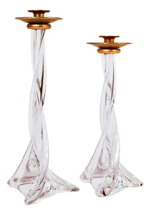 French Crystal Candlesticks from Sèvres, 1970s, Set of 2