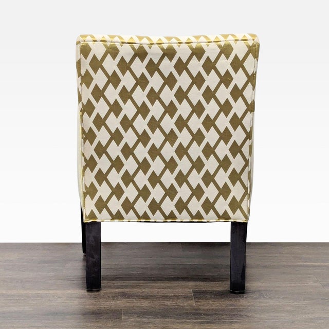2010s Lee Industries Modern Accent Lounge Chair With Gold and Cream Diamond Pattern Upholstery For Sale - Image 5 of 9