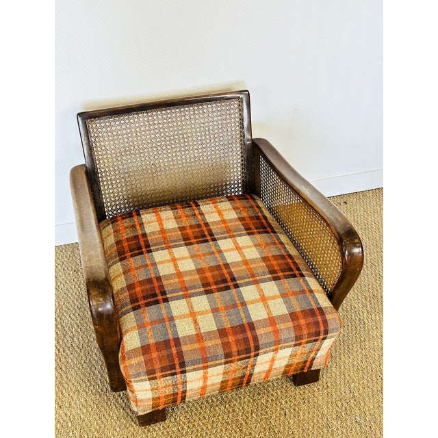 Vintage Lounge Chair in Bentwood and Checkered Fabric, 1960s For Sale - Image 9 of 15