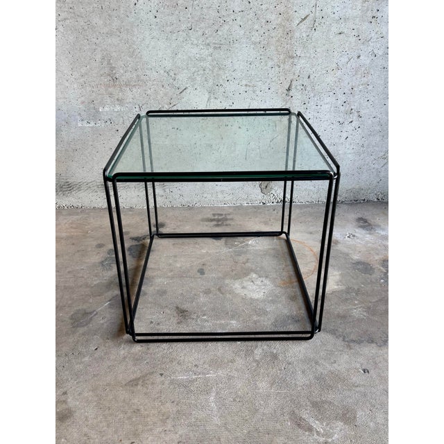 Mid-Century Modern Vintage French Modern Iron & Glass “Isocele” Side Table Attributed to Max Sauze For Sale - Image 3 of 6