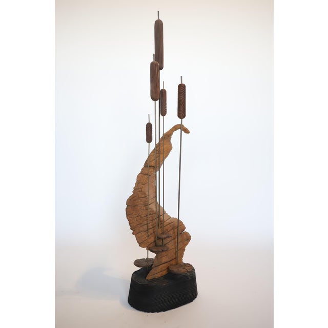 Brown Midcentury Cat Tail and Driftwood Witco Style Sculpture For Sale - Image 8 of 14
