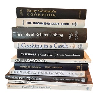 Vintage Black White Cookbooks Stack Cookbook Set 11 For Sale