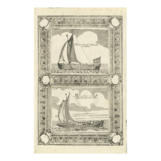 Vincenzo Coronelli, English Galleons & Dutch Vessels, 1690, Copper Engraving on Paper For Sale