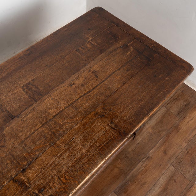 Wood 19th Century French Oak Refectory Table Library Console Table For Sale - Image 7 of 11