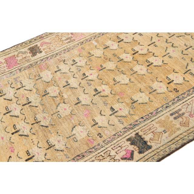 Antique Persian Shiraz Beige Wool Rug With Trabal Pattern For Sale - Image 4 of 9