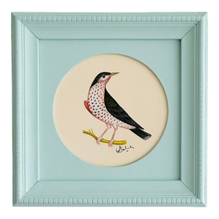 Original Handpainted Bird Painting, Framed For Sale