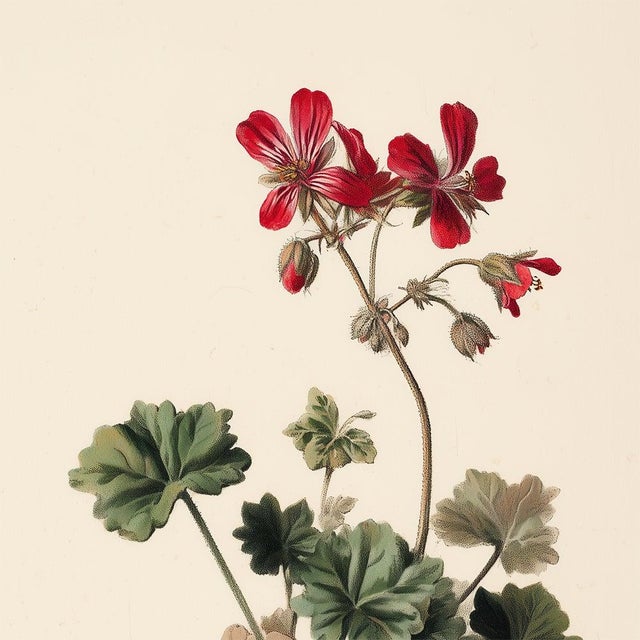 English 8" X 12" 'Geranium Robertianum' - Botanical Herbarium Watercolor & Pencil Flower Print For Sale - Image 3 of 4