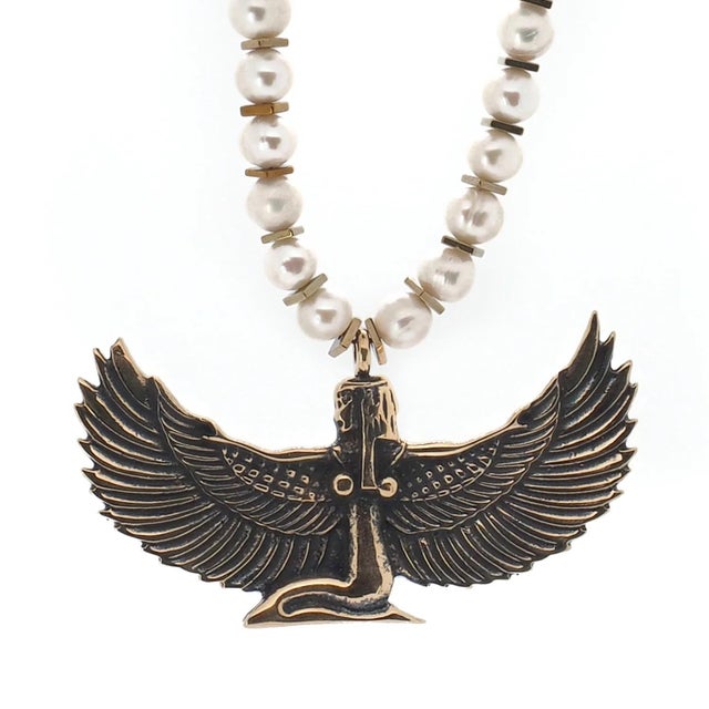 Metal White Isis Goddess Necklace For Sale - Image 7 of 8