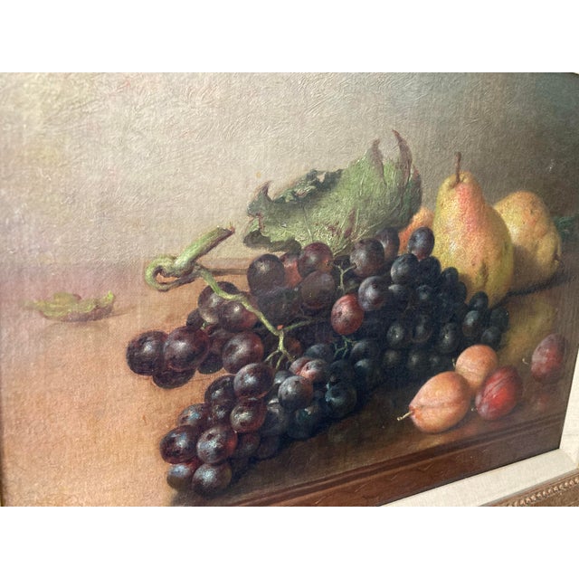 Late 19th Century Important American Americana 1893 Painting Franklin Harrison Miller Sill Life With Grapes, Pears and Plums For Sale - Image 5 of 12