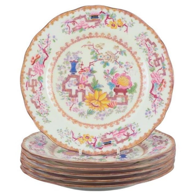 Chinese Style Lunch Plates in Faience from Mintons, England, Set of 6 For Sale - Image 6 of 6