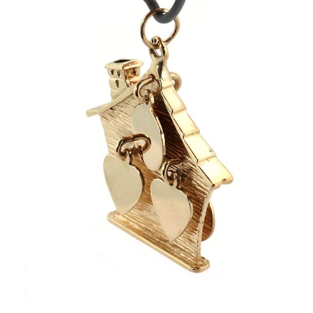 Contemporary Mid 20th Century Dangling 14k Yellow Gold House Charm Pendant For Sale - Image 3 of 5