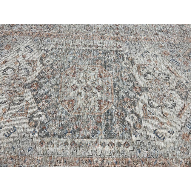 Ivory 9x12 Traditional Fiona Vibrant Ivory Geometric Medallion Handmade Wool Carpet Rug For Sale - Image 8 of 8