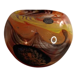 1980s Murano Italy Art Glass Ball Vase