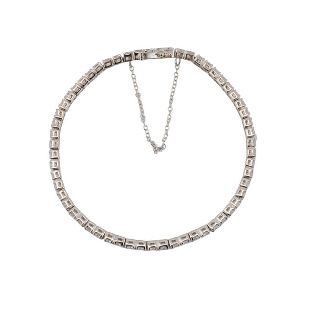 Ladies 14k White Gold Gsi 5.00ct Round Lab Grown Diamond Tennis Bracelet For Sale - Image 4 of 9