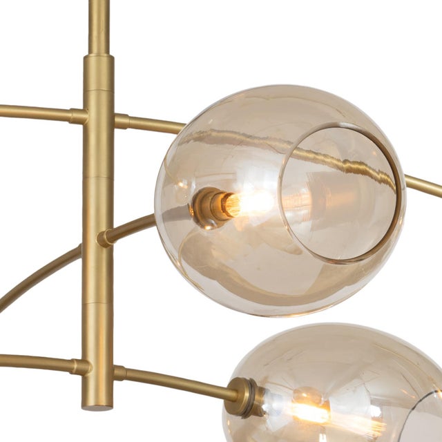 Mid-Century Modern Artemis Mobile Chandelier, Natural Brass with Champagne Glass For Sale - Image 3 of 7