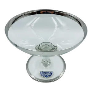 Vintage Silver City Glass Company Sleek Silver Trim Compote