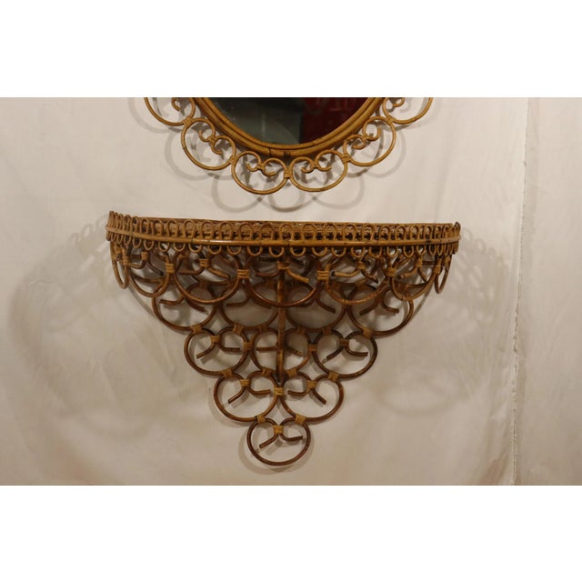 Huge Rattan Entrance Mirror and Saddle by Franco Albini, 1960, Set of 2 For Sale - Image 8 of 13