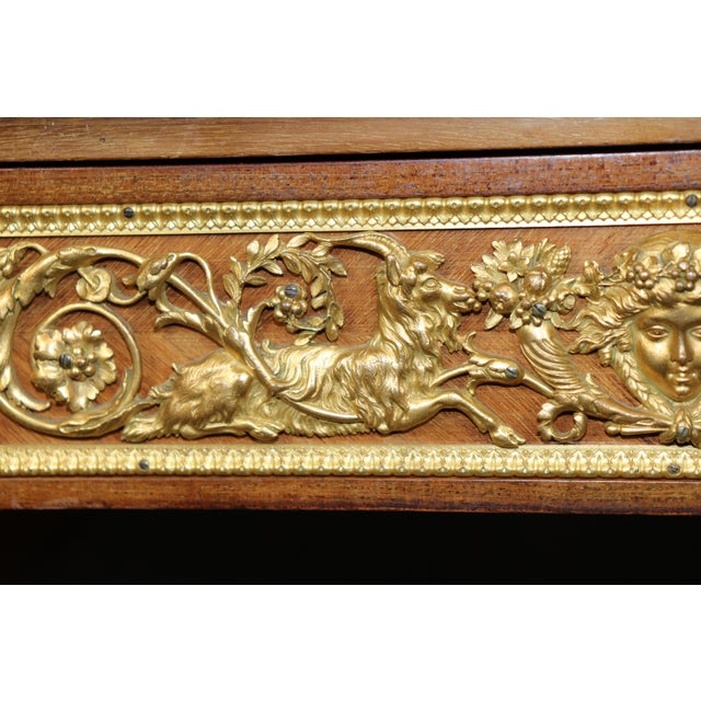 19th C French Louis XVI Style Leather Top and Bronze Ormolu Desk With Pull Panel For Sale - Image 11 of 16