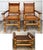 Vintage Bamboo, Rattan & Wood Lounge Chairs With Ottoman, Set of 3 For Sale - Image 18 of 18