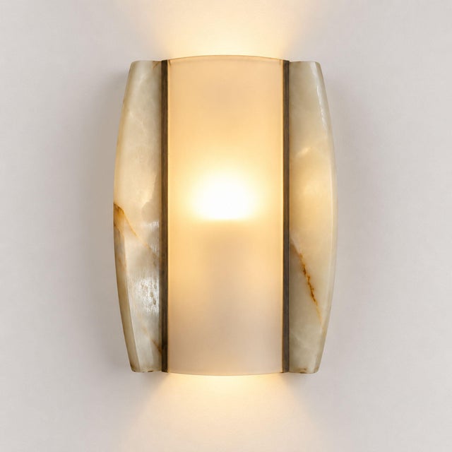 1960s Italian Onyx and Opaline Glass Wall Lights - Pair For Sale - Image 6 of 10