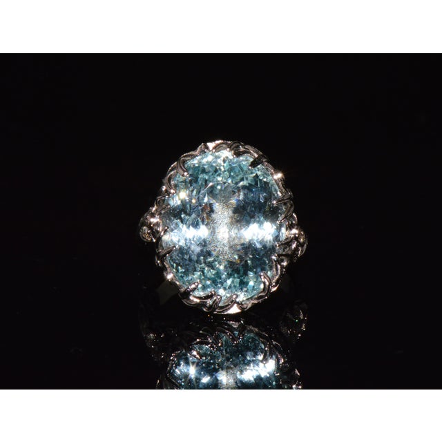 Gia Certified 16.03ct Aquamarine & Diamond 18k Gold Maple Leaf Sculptural Ring, Size 5.25 For Sale - Image 10 of 15