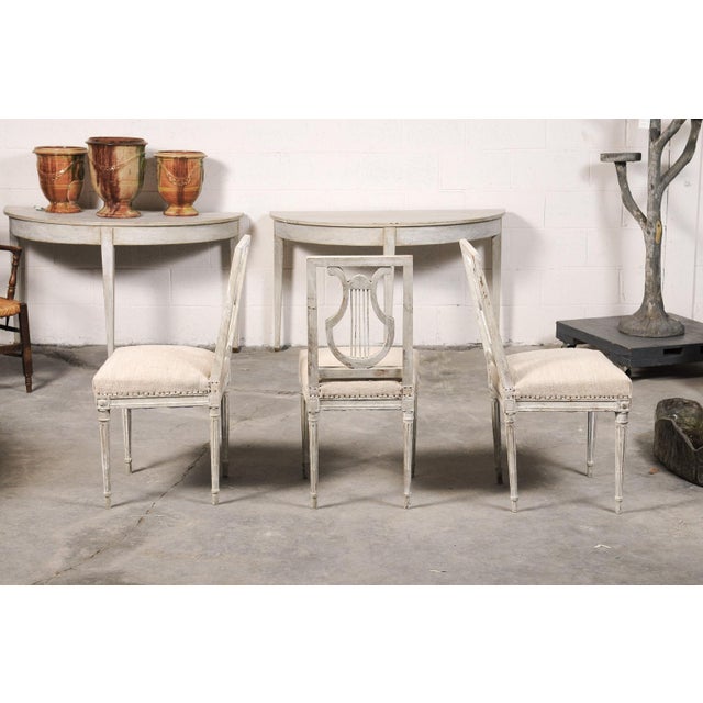 Antique White Set of Six 19th C. Lyre Back Chairs For Sale - Image 8 of 13