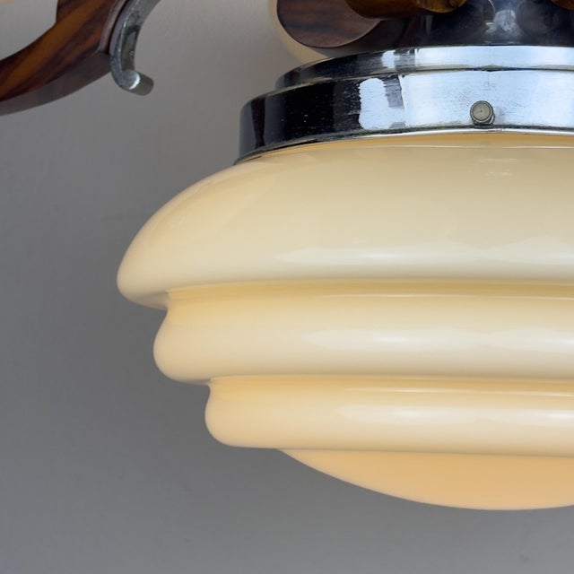 Large Art Deco Chandelier in Glass, Metal, and Wood, Italy, 1950s For Sale - Image 9 of 18