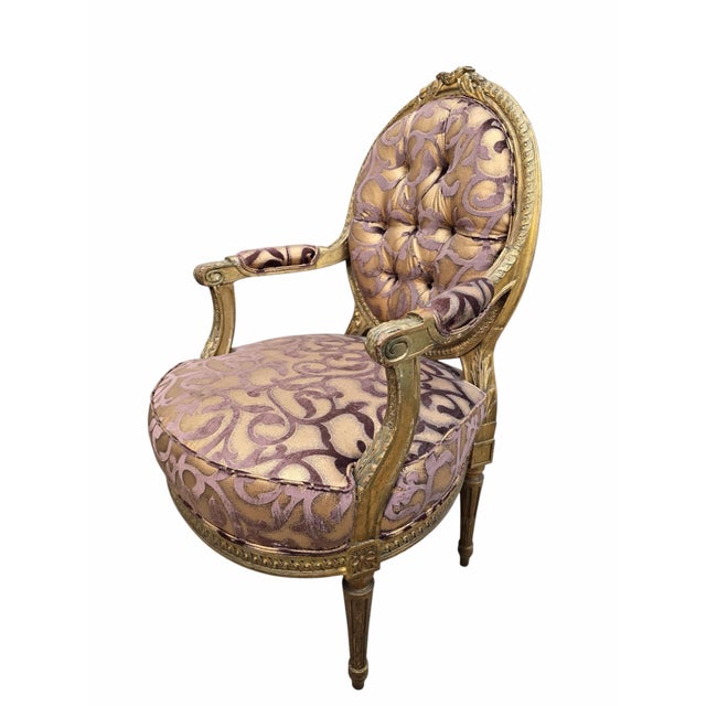 Late 19th Century Antique French Louis XV Style Ornate Carved Giltwood Fauteuil Armchairs Newly Reupholstered - Pair For Sale - Image 5 of 12